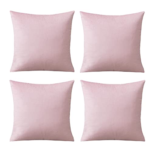 Etasop Pack Of 4 Velvet Pillow Covers, Soft Throw Pillow Cases 18 X 18 Couch Pillows For Home Decor (18×18, Light Pink) #TOP27