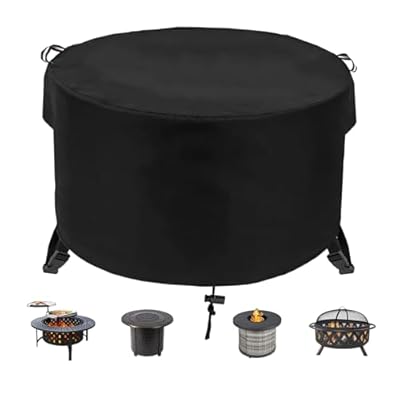 Fyelo Round Fire Pit Cover 36" Dia X 24" H, 600D Strong Tear Resistant, Waterproof & UV Resistant Outdoor Cover, Fit for 33",34" ,35",36" Round Gas Firepits, Fire tables or Fire bowls, Black