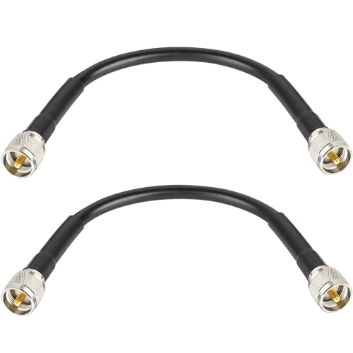 MOOKEERF CB Coax Cable - 2PCS RG213 UHF Male to Male 1FT Low Loss RG-213 for Ham Radio/VHF Radio/SWR Meter/Antenna Analyzer, Black by MOOKEERF - Used condition - US$15.91