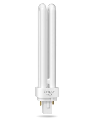 TobeBright G24d 3 Bombillas 26W, Lámpara Fluorescente Compacta de 2 Pines PLC Tubo 2U para Cocina Natural 4000K No Regulable para Oficina, Cocina, Dormitorio, Pasillo (1 Unidad)