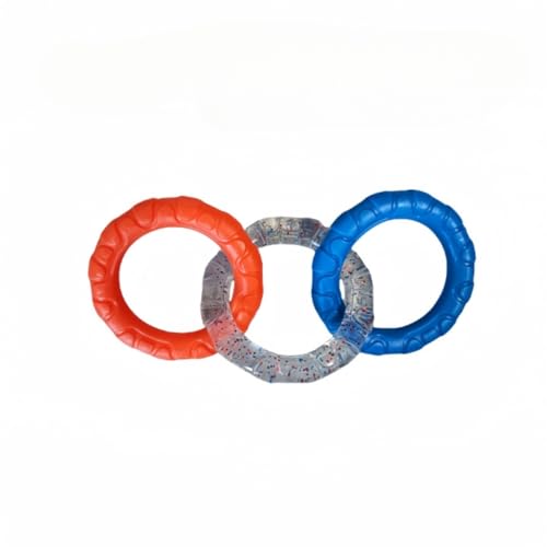 犬用耐咬グッズ|引っ張りリング付き 臼歯磨き 猫用退屈解消 テディ・ゴールデンレトリバー用 小型 (ブルーオレンジ)