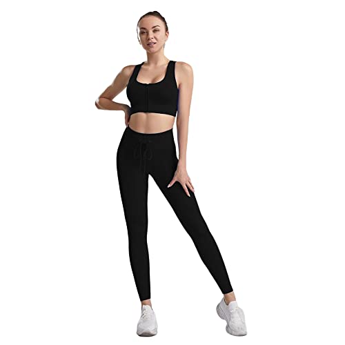 Brasier de yoga BaronHong acanalado y leggings negros S