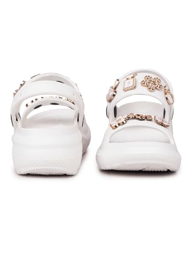 Image of ATHCO Soho Clogs Sandal for Women's|Girls|Dual-Color Soft EVA Cushioned With Massage Footbed|Easy Wear with Adjustable Back Strap|Lightweight Platform Heels|Flexible|Breathable|Extra Soft Comfortable Anti-Skid Casual Mule|All-Season|Summer|Monsoon|Rain|Winter|Waterproof|Casual Slip-On Sandal with Cute Charms & Chunky Design|Indoor & Outdoor Wear|Trendy|Fashionable|Stylish|Shoes