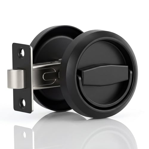 Uliykukr Low Profile Door Knob Flat Door Knob for RV & Narrow Space Easy Install Flush Door Knobs No Key Passage Latch for Standard US Interior Doors Matte Black 1 Pack