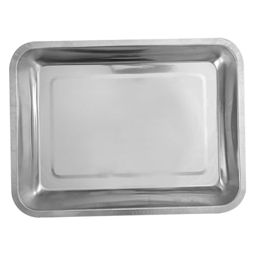 Bandeja de acero inoxidable de grado alimenticio, 12.0 x 10.0 in, 2.0 in de profundidad, bandeja para horno pulida, lavable, rectangular, resistente a la oxidación, para hornear engrosada par