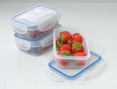 Addis Clip Tight Food Storage Containers 240 ml Rectangle Pack Of 3 Airtight Containers Bpa Free Easy Locking Lid Clips, Clear Transparent - Image 3