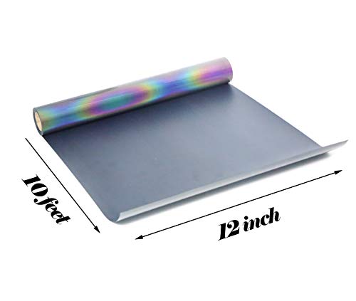 Image of FUNKAKA Heat Transfer Vinyl Reflective Rainbow HTV Roll, 12 inch x 10ft Iron on Vinyl for All Cutter Machine, Reflective HTV Vinyl for T-Shirts Easy to Cut & Weed for Heat Vinyl DIY Design