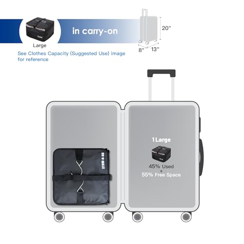 Grand Fusion Stow-N-Go Travel Luggage Organizer – Portable Hanging Travel Shelves, Carry-On Closet Organizer, Hanging Packing Cubes, Collapsible Carry-On Organizer for Cruises & Hotels. Black - L