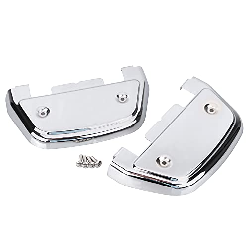 SHMT Chrome D-shaped Passenger Footboard Covers Compatible with Harley Dyna Softail Touring Street Road Electra Glide
