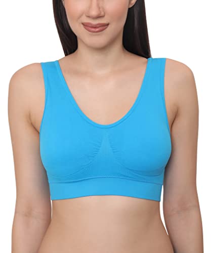 Image of GLAMORAS Women Nylon Elastane Lightly Padded Non Wired U Back Sports Bra | Seamless Stretchy Low Impact Yoga Workout Bra with Removable Pads - Size- Small to 4XL