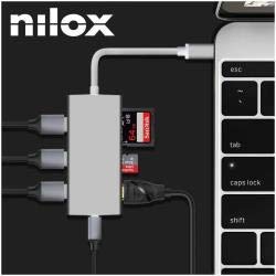 Nilox Nlx-Tc-7Hubml Mini Docking Station 7 In 1 Usb Type-C