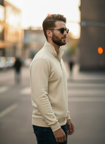 Image of Mack Jonney Men's Fleece Half-Zip High Neck Sweatshirt | Warm & Stylish Winter Wear -JM4380