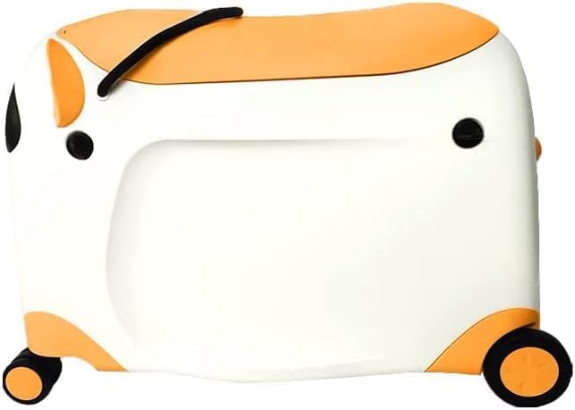 Image of Panda Ride-On Kids Luggage 2-in-1 Rideable Travel Suitcase with Pull Handle & Wheels for Toddlers and Children Trolley Bags |Animal Design | Travel Case with Wheels & Seat |20 inch (Orange with White)
