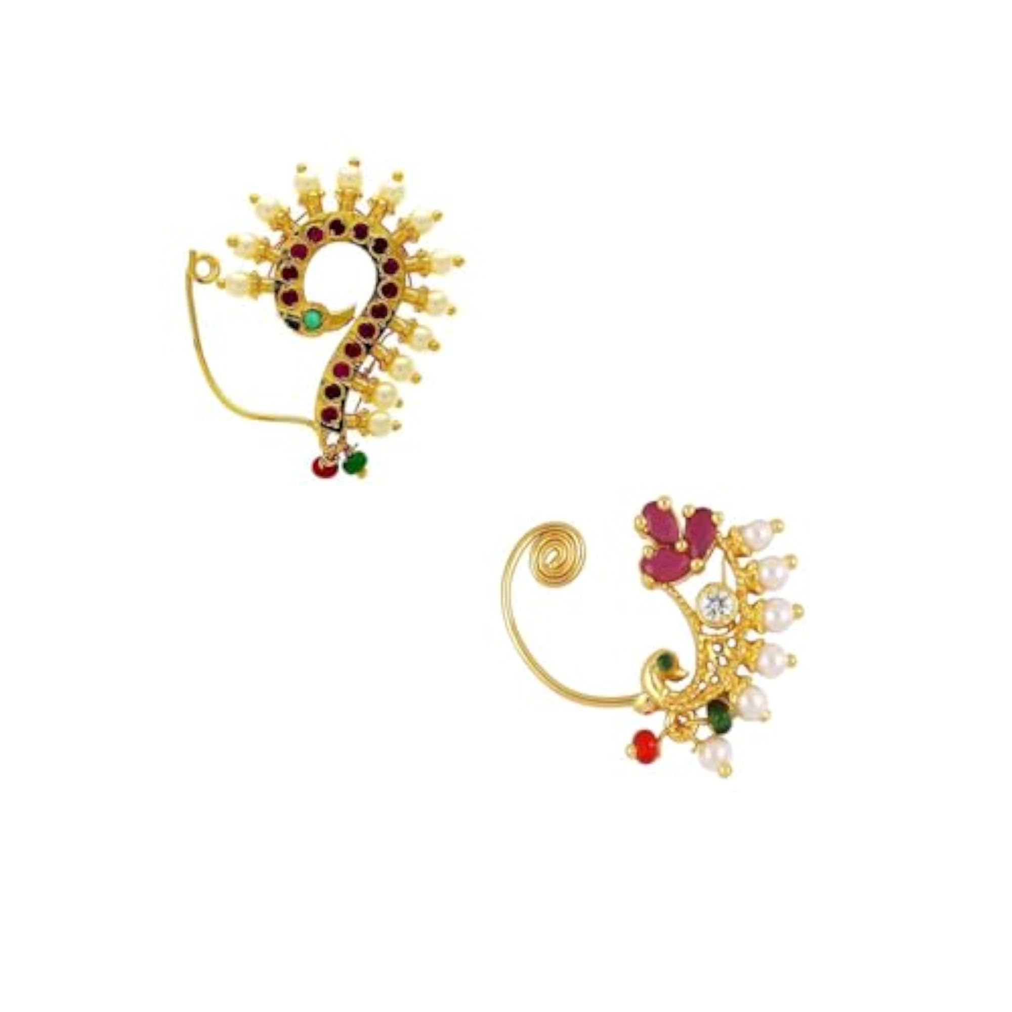 Maharashtrian Trendy Nose Pin with Peacock Shape
