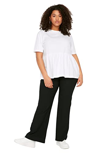 Pantalon femme grande taille confortable à coupe jambe évasée