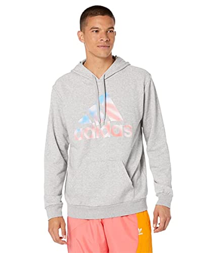 Adidas Americana Hoodie sweat capuche gris chiné homme taille LG sport