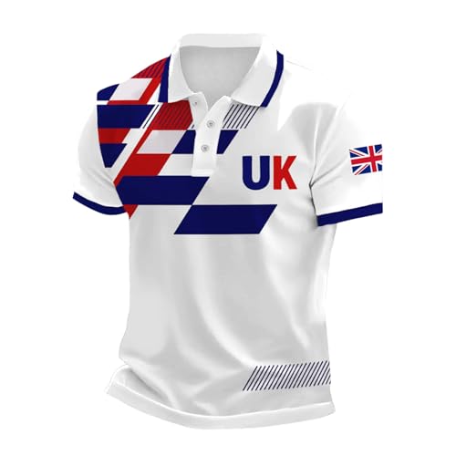 Union Jack Mens Polo Shirt Short Sleeve UPF50+ Polo Quick Dry Moisture Wicking Breathable T Shirts Running Sports Golf Tennis Top Casual Work Shirt UK Flag Loungewear (Navy,L)