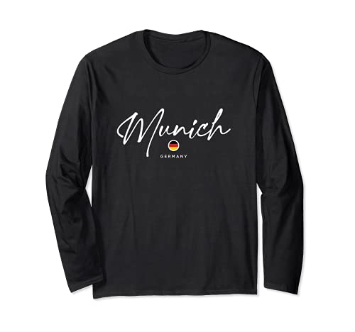 Munich Germany Flag Long Sleeve T-Shirt, Black