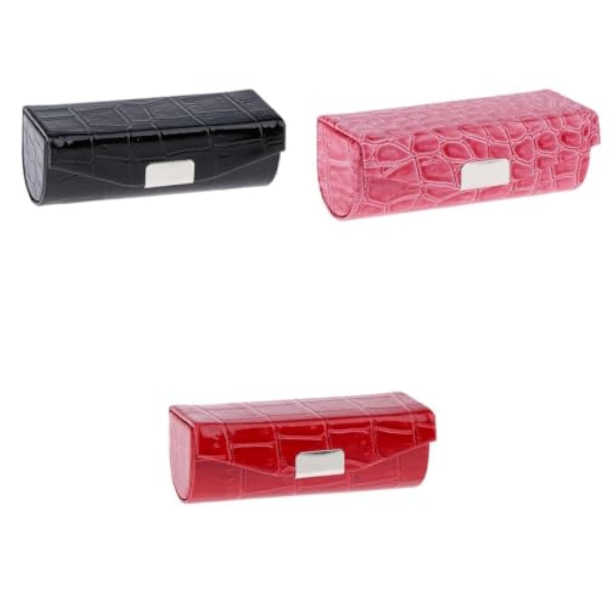 3x Lipstick Case Black and Rose Red Storage Box