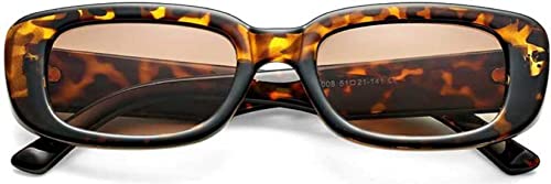 Image of Sunwear Rectanglular Sunglasses for Women Retro Driving Sunlgasses Vintage Fashion Narrow Square Frame Leopard
