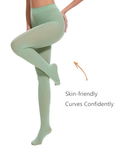 Image of DUCMODA Womens 80 Denier Opaque Tights, Women's Soft Solid Color Footed Pantyhose, High Waist Stocking with 30+ Colors