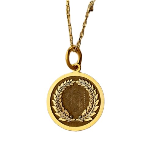 Collier couronne de laurier chaîne câble 45cm argent plaqué or bijou unisexe