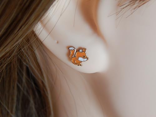 Rose Gold on 925 Sterling Silver Cute Little Fox Stud Earrings Hypoallergenic, lead & nickel free Safe 57553