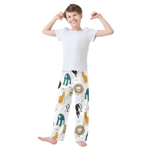 ZZXXB Lovely Lion Orangutan Boys Long Pants Soft Trousers Elastic Waist Kids Lounge Bottoms with Pockets S-XL2