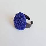  Anillo Caviar Haute Couture, perlas azul noche, bordado en organza de seda, pieza única hecha a mano, tejidos de seda