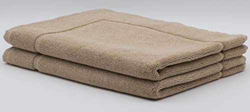 Lot de 2 tapis de bain marron camel 50 x 70 cm, 100 % coton naturel, lavable en machine, 1000 g/m² Cover