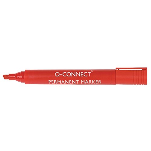 Q-Connect rotulador permanente rojo punta biselada [Pack de 10]