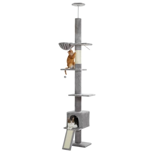 Árbol para Gatos PEQULTI Ajustable 83''-108'' Gris 5 Niveles miniatura 1