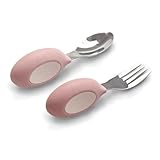 regalo ベビー カトラリーセット シリコン 食品衛生検査済み 持ちやすい 正しい持ち方 指先知育 出産祝い 赤ちゃん ギフト プレゼント スプーン フォーク ベビーカトラリーセット ステップ (スモーキーピンク)