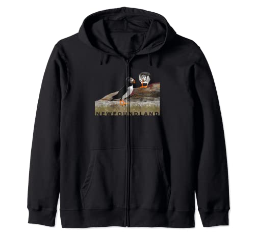 Newfoundland - Camiseta con diseño de frailecillos en la roca Sudadera con Capucha