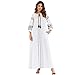 Produktbild Lazzboy Frauen Langarm Bestickte Arabische Kleid Islam Jilbab Muslimische Damen Herbst Hochzeit Kaftan Robe Tunika Abaya Dubai Abendkleid Muslim Knöchellang Gewand Islamische Kleidung(Weiß,L)