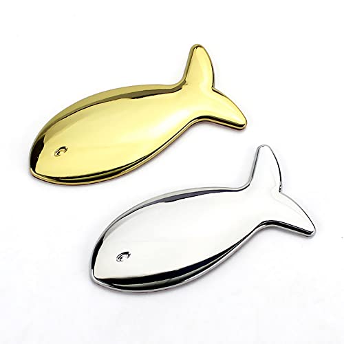 Image of YSY 2Pcs 3D Fish Zinc Alloy Emblem Totem Logo Badge Car Sticker Auto Decoration Car Body Decal Automobile Accessories(A) (3D Fish, Silver)