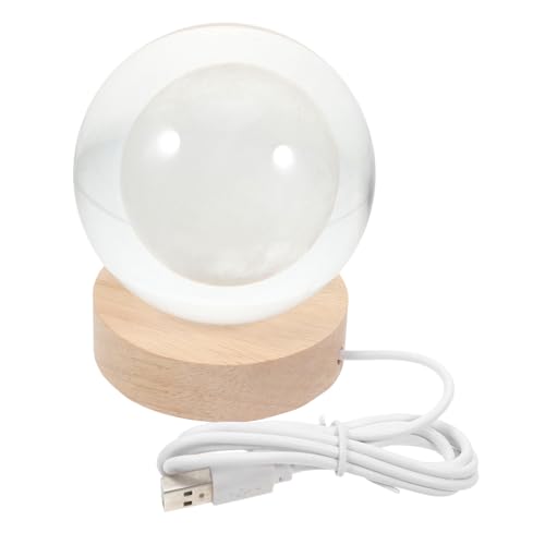Lámpara de noche SUPVOX esfera 8cm con base de madera miniatura 1