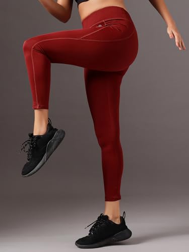 Image of Clovia Women Skinny Active Tights with Wide Elastic Waistband