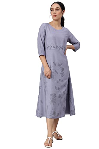 Image of W for Woman Women's Rayon Relaxed Fit Casual Floral Kurta with Kantha Details