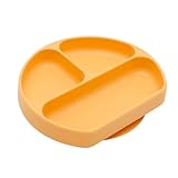 Picture of Bumkins Toddler and Baby Suction Plate, Silicone Divided Grip Dish, Babies and Kids, Baby Led Weaning, Children Feeding Supplies, Non Skid Sticky Bottom, Platinum Silicone, 6 Months Up, Tangerine