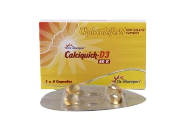 RJ ROJENO Calciquick D3 60K Capsule, 5X4 = 20 Capsules (1 Strip Contain- 4 Capsules)