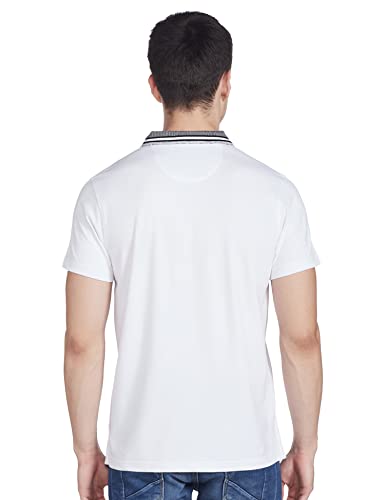 Image of Parx Men's Cotton Polyester Blend Jacquard Pattern Regular Fit Rib Collar Polo Neck Half Sleeve Casual T-Shirt