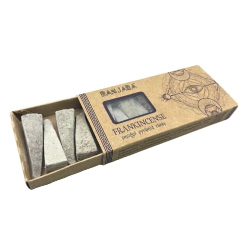 Conos Incienso de Piramide Banjara Smudge - Natural - Orgánico - Hecho a Mano - Hecho en India - 1 cajetilla de 10 piramides (Frankincense)