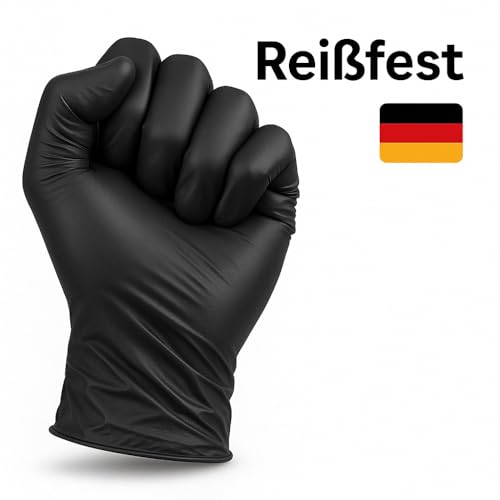 Foto von Commerline Einweghandschuhe XL, 100 Stück, Nitrilhandschuhe, Schwarz