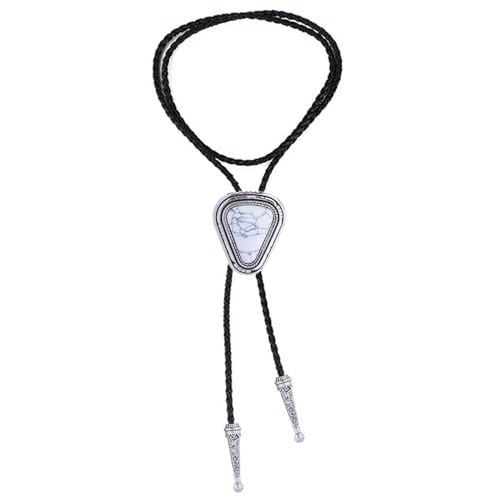 Image of Turquoise Bolo Tie for Men, Leather Braided Necktie Western Cowboy Bola Tie Costume Accessories for Men Women