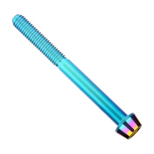 Image of Titanium Ti Bolt M5x9 16 18 20 25 30 35 40 45 50 55 60mm Tapered Head Screws Pack of 4 (M5x50mm, Iridescent Blue)