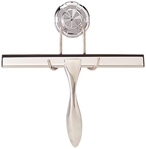 PrimeWares Stainless Steel Squeegee - Rustproof and Ergonomic - Glass Window Cleaner - Bath Tile Wall Rubber Wiper for Bathroom Mirror - Shower Door - Kitchen Table - Portable Hand Held Cleaning Tool
