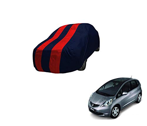Image of Auto Hub Car Cover Compatible with Jazz (Model : 2013-2019) with Mirror Pocket,Triple Stitched, Weather Proof, Jazz Car Cover- Navy-Red