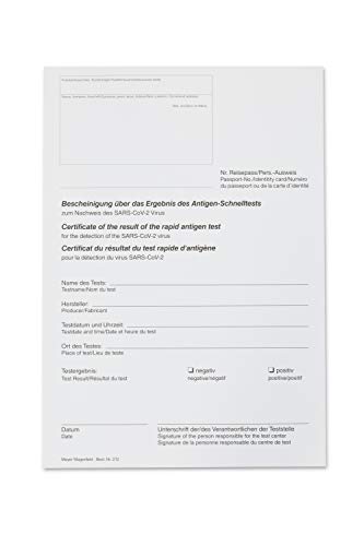 Schnelltest-Ergebnis Zertifikat, international, DIN A5, 100 Blatt Cover