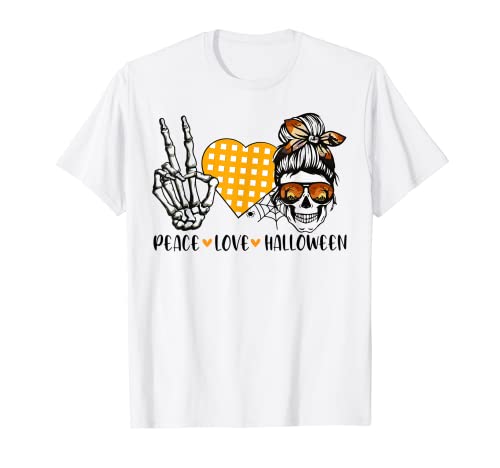 Lindo Halloween Paz, Amor y Gnomo Fall Girls Kids Camiseta